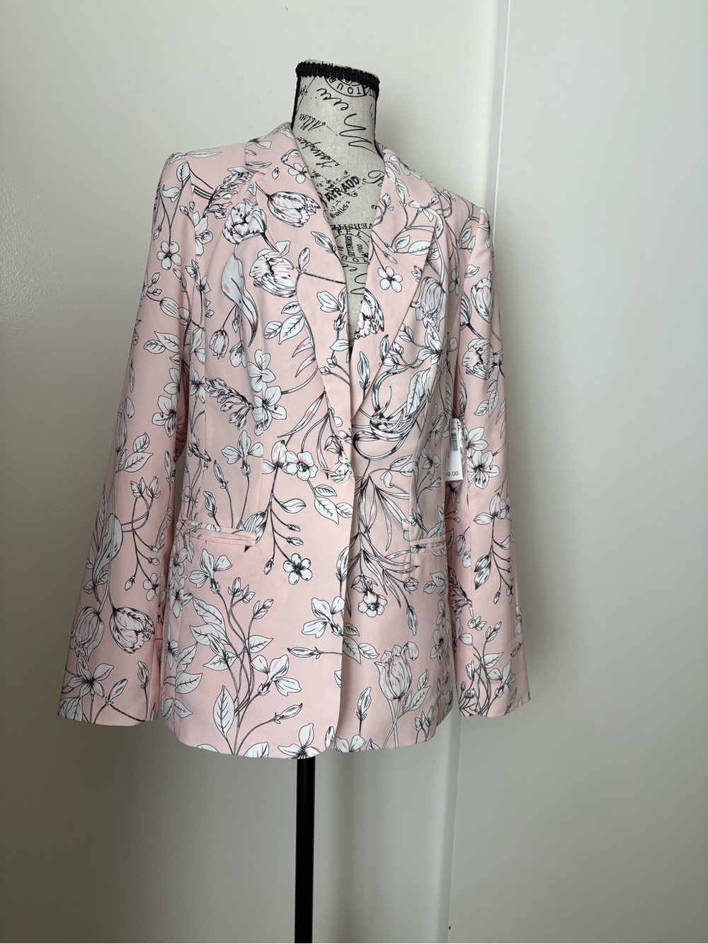Roz & Ali Pink Floral Notch-Lapel Blazer